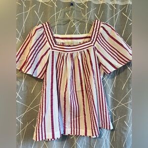 LOFT Purple and White Striped Top